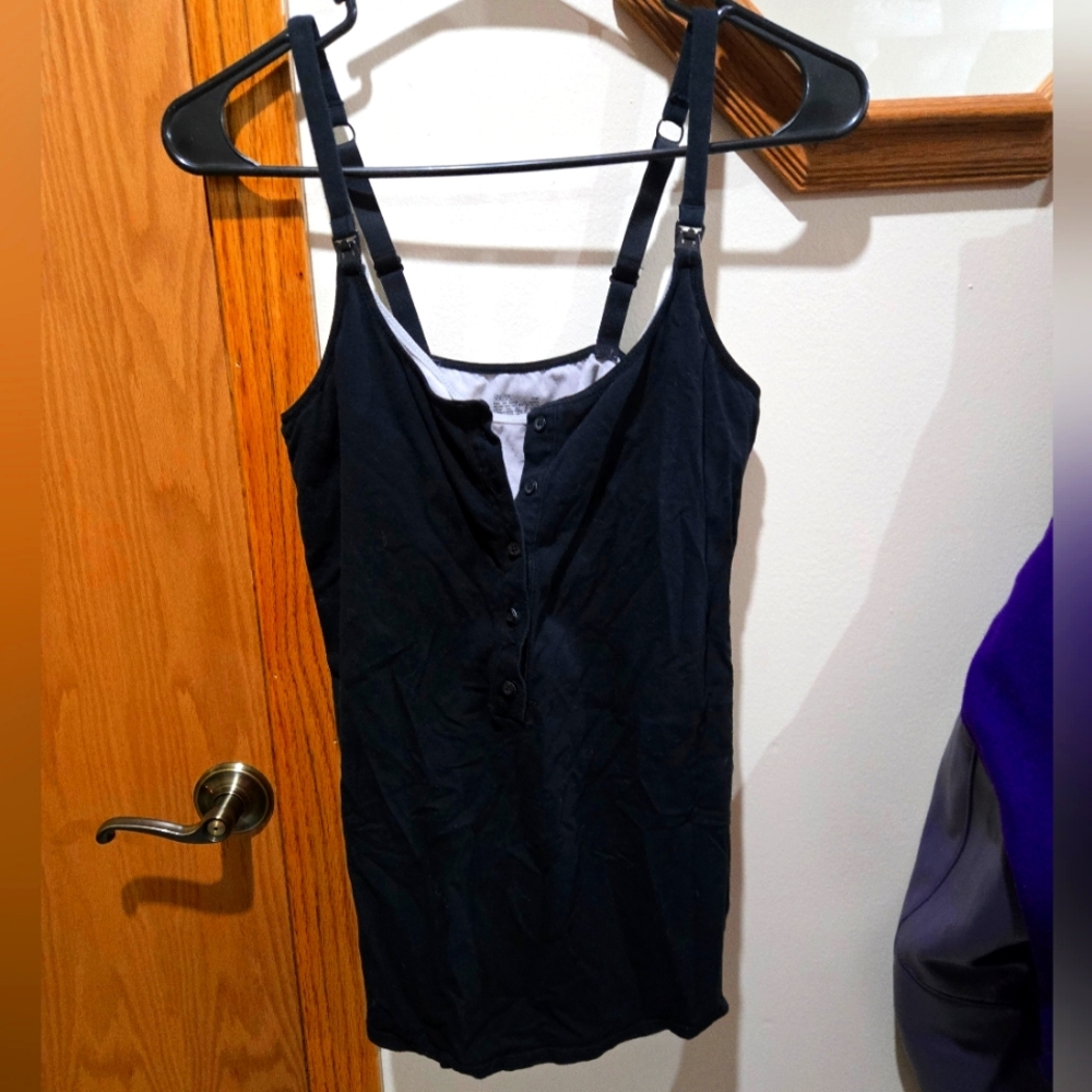 Nursing Black Button Up Cami